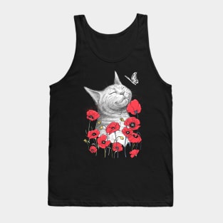 Cat in poppies Tank Top